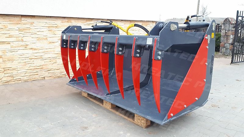 KREATEC Schaufel mit Niederhalter/ Krokoschaufel/ Reißschaufel 2,4 m mit Hardox Zähne